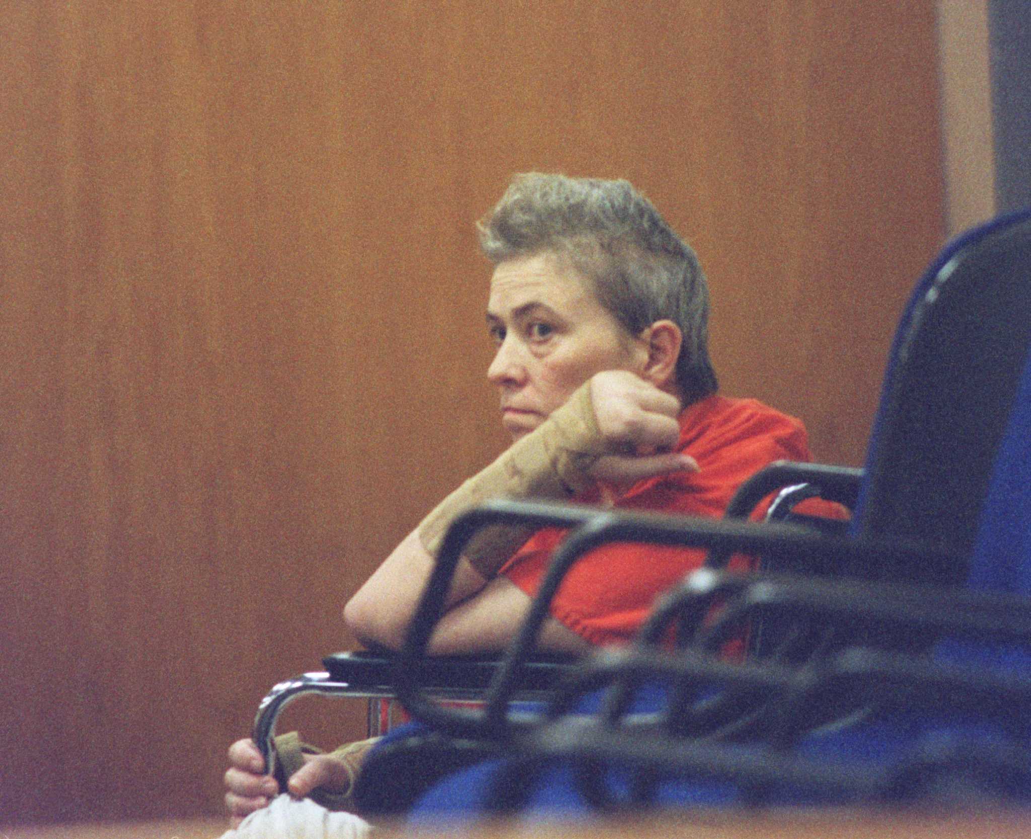 Sue Basso, Susan Basso, Suzanne Basso O'Malley - CONTACT FILED:  SUSAN BASSO

Susan Basso in 232nd District Court. She is the alleged ringleader of a group that abducted, tortured and beat to death a mentally retarded man.  Basso is in a wheelchair, has lost 215 pounds since she has been in jail, and is quite sickly. HOUCHRON CAPTION (05/13/1999): Suspect Susan Basso makes a court appearance on Wednesday.
